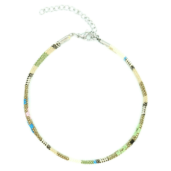 Βραχιόλι Ποδιού Ethnic, Γυναικείο, Χρώμα Χακί με Σχέδια, Μέγεθος 25cm Nikolas Jewelry - ύφασμα, ποδιού, αυξομειούμενα - 3