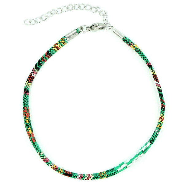 Βραχιόλι Ποδιού Ethnic, Ύφασμα, Γυναικείο, Χρώμα Πράσινο με Σχέδια, Μέγεθος 25cm, Nikolas Jewelry - ύφασμα, boho, ποδιού, αυξομειούμενα - 3