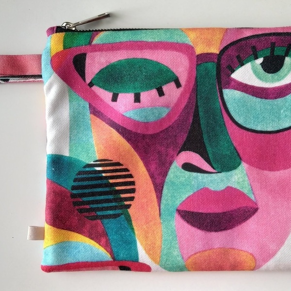 Pouch Abstract Face - καλλυντικών, ταξιδίου, αξεσουάρ παραλίας, απαραίτητα καλοκαιρινά αξεσουάρ - 2