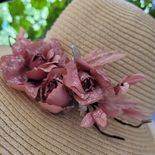 Καπέλο ψάθινο bride - χειροποίητα, είδη γάμου - 3