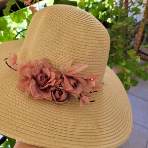 Καπέλο ψάθινο bride - χειροποίητα, είδη γάμου - 4