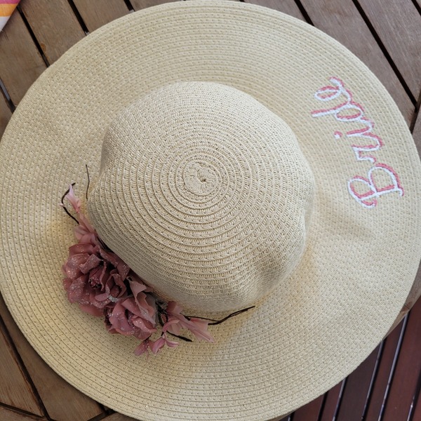Καπέλο ψάθινο bride - χειροποίητα, είδη γάμου - 5