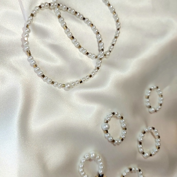 Δαχτυλίδι από πέρλες κ ατσάλινο επιχρυσωμένο σταυρό - μαργαριτάρι, μικρά, με πέρλες, αυξομειούμενα - 4