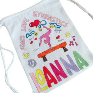 παιδικό τσαντάκι πλάτης με όνομα και θέμα ' love gymnastics ' για κορίτσια ( ενόργανη γυμναστική ) - κορίτσι, όνομα - μονόγραμμα, personalised, τσαντάκια