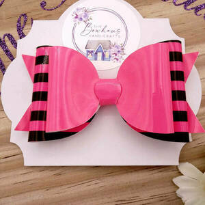 Παιδικό Κλιπ Μαλλιών Φιόγκος Neon Pink Λουστρινι Ροζ 9x5 - δώρα γενεθλίων, αξεσουάρ μαλλιών, hair clips - 4