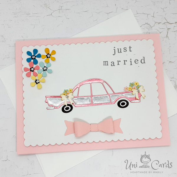 Κάρτα γάμου - Just married - γάμος, αυτοκίνητα - 3