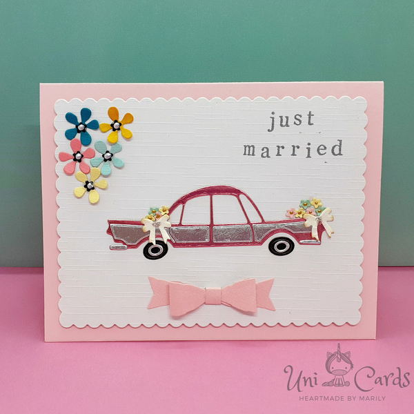 Κάρτα γάμου - Just married - γάμος, αυτοκίνητα - 2