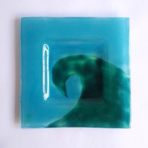 Γυάλινο πιάτο "BIG WAVE 2 ”20x20x2h - μπλε, γυαλί, διακοσμητικά, επιτραπέζια