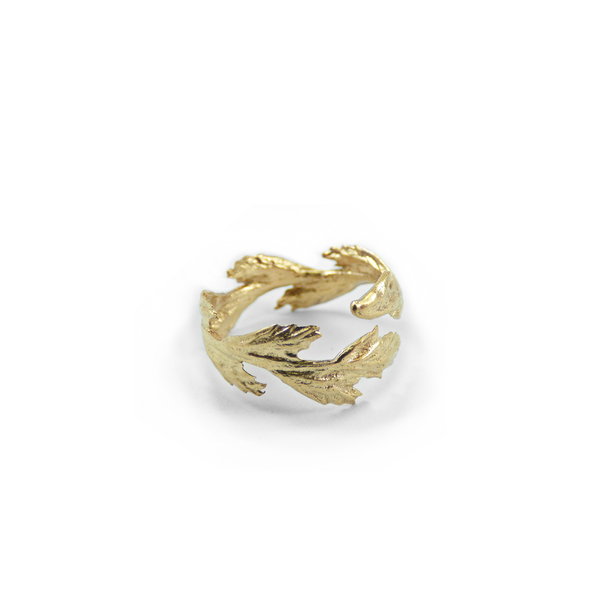 " Golden Wheat " - Xειροποίητο επίχρυσο 18Κ δαχτυλίδι με ένα κλωνάρι σιταριού. - ορείχαλκος, επιχρυσωμένα, μικρά, αυξομειούμενα - 2