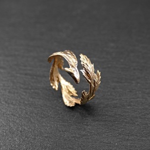 " Golden Wheat " - Xειροποίητο επίχρυσο 18Κ δαχτυλίδι με ένα κλωνάρι σιταριού. - επιχρυσωμένα, ορείχαλκος, μικρά, αυξομειούμενα - 4