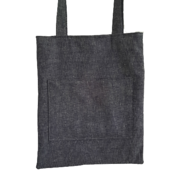 Υφασμάτινη tote τσάντα "Grey" - ύφασμα, ώμου, all day, tote, πάνινες τσάντες - 2