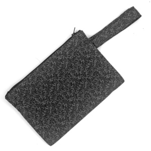 Τσαντάκι χειρός Black Leaves 22x17cm - ύφασμα, clutch, all day, χειρός, φθηνές