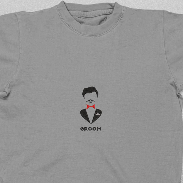Βαμβακερό μπλουζάκι για Bachelor party με κεντητό σχέδιο Sir. Groom - βαμβάκι, κεντητά - 4
