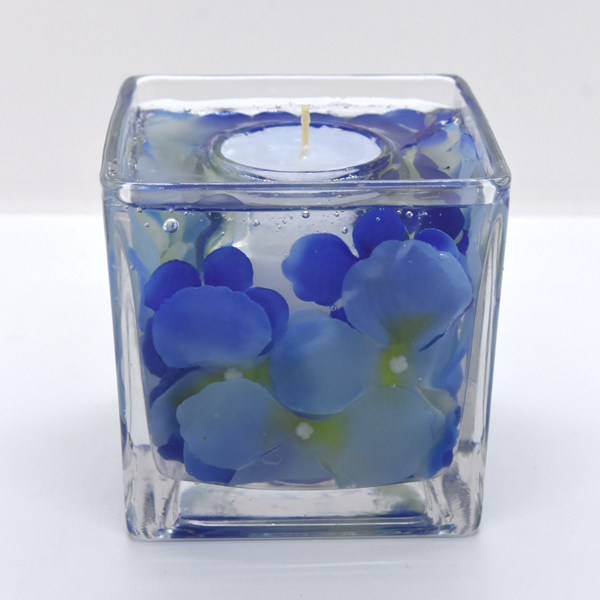 Χειροποίητο κερί gel σε γυάλινο δοχείο με άρωμα καρύδα - λουλούδια, χειροποίητα, αρωματικά κεριά