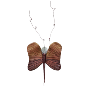 Πεταλούδα τοίχου διακοσμητική σε καφέ- χρυσό - πηλός, πεταλούδα, κρεμαστά, διακοσμητικά - 4
