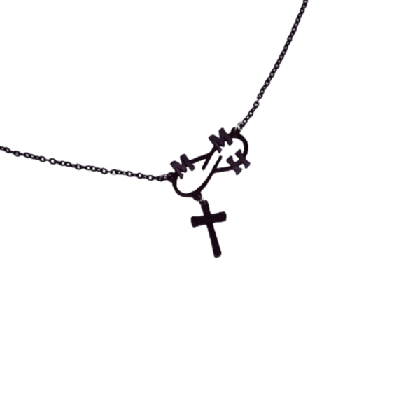 Κολιέ με σταυρο και μονόγραμμα - charms, σταυρός, άπειρο, όνομα - μονόγραμμα, ατσάλι, προσωποποιημένα