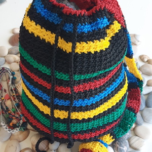 Handmade colourfull crochet bag - ώμου, πουγκί, μεγάλες, all day, πλεκτές τσάντες - 2