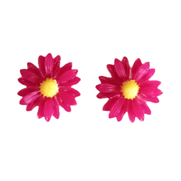 Σκουλαρίκια καρφωτά λουλούδι "Τζενεράλι 2" με υγρό γυαλί. - γυαλί, λουλούδι, καρφωτά, μικρά, ατσάλι, καρφάκι