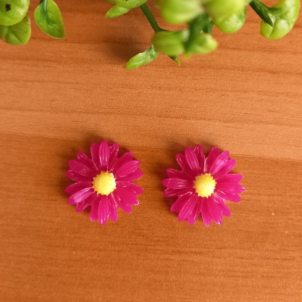 Σκουλαρίκια καρφωτά λουλούδι "Τζενεράλι 2" με υγρό γυαλί. - γυαλί, λουλούδι, καρφωτά, μικρά, ατσάλι, καρφάκι - 2