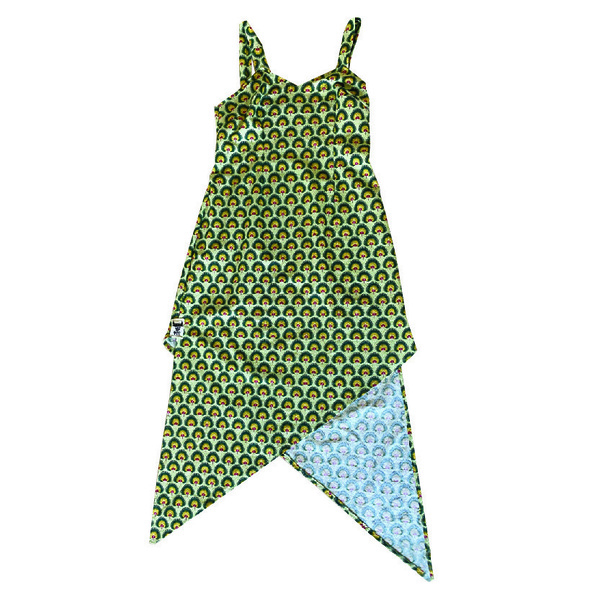Green Palmera Dress - βαμβάκι, αμάνικο, φλοράλ