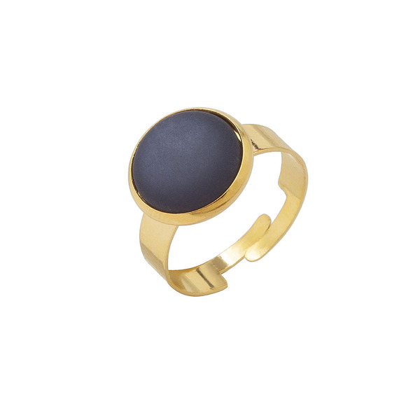 Χρυσό αυξομειούμενο δαχτυλίδι με navy blue pollaris - επιχρυσωμένα, μικρά, boho, αυξομειούμενα