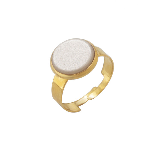 Χρυσό αυξομειούμενο δαχτυλίδι με ivoir polaris - επάργυρα, γεωμετρικά σχέδια, μικρά, ατσάλι, boho, αυξομειούμενα