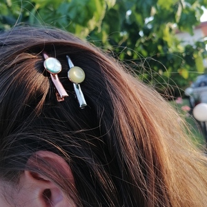 Σετ clips μαλλιών ροζ χρυσό - statement, στυλ, για τα μαλλιά, hair clips - 3