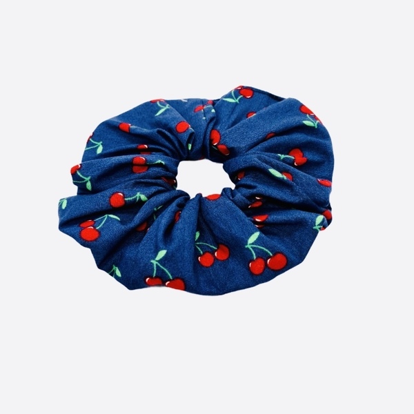 The blue cherry scrunchie - λαστιχάκια μαλλιών