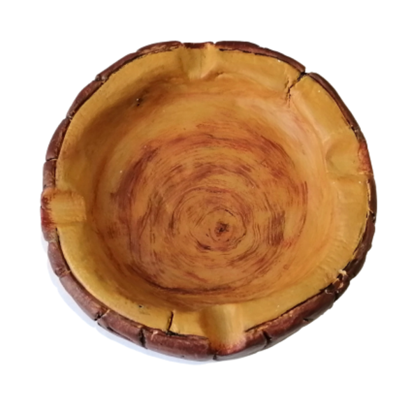 Τασάκι Κεραμικό Καφέ Απομίμηση Ξύλου 13εκ x 3,2εκ ύψος - ξύλο, πηλός, κεραμικό