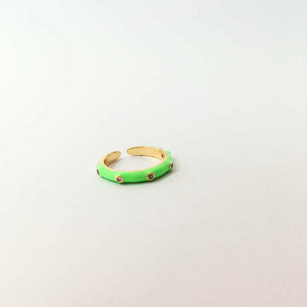 πράσινο δαχτυλίδι με μικροσκοπικά διαμάντια, ρυθμιζόμενα, - μικρά, ατσάλι, αυξομειούμενα