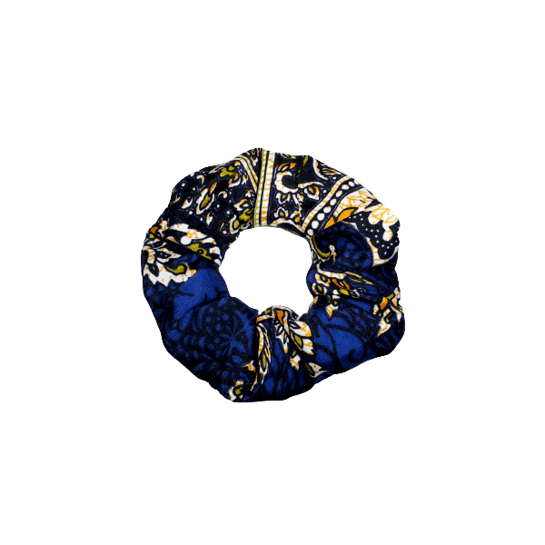 254.Royal Blue-Boho Scrunchie-No254. - ύφασμα, boho, χεριού, αυξομειούμενα, λαστιχάκια μαλλιών - 2