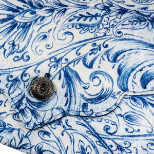«Antique Blue» Bohemian floral φάκελος με vintage μεταλλικό κουμπί! - ύφασμα, φάκελοι, φλοράλ, χειρός, βραδινές - 2