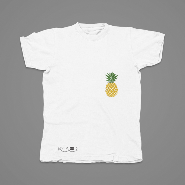 Βαμβακερό μπλουζάκι με κεντητό σχέδιο Ανανας - βαμβάκι, κεντητά, δώρο - 3