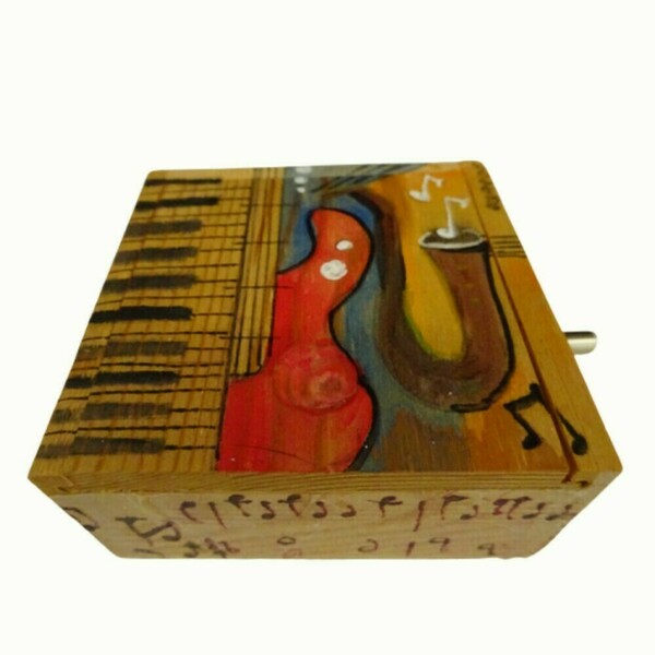 Μουσικό ξύλινο κουτί με θέματα μουσικής ζωγραφισμένο - ξύλο, διακοσμητικά - 2