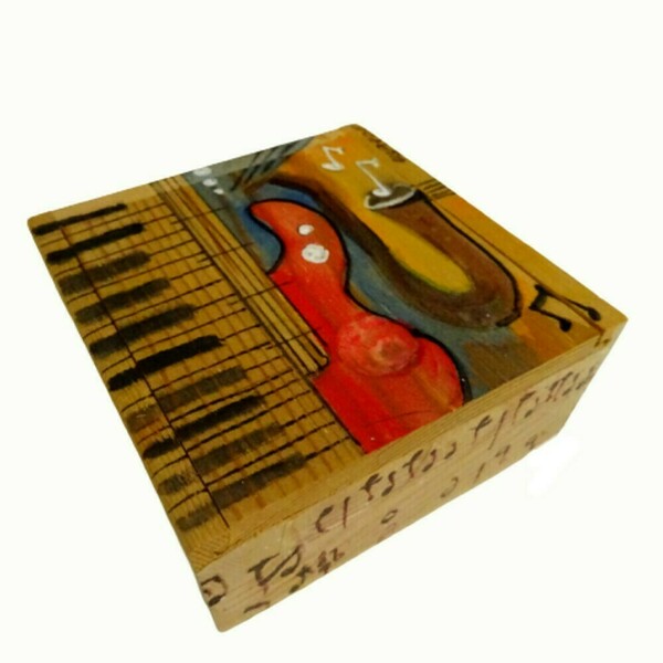 Μουσικό ξύλινο κουτί με θέματα μουσικής ζωγραφισμένο - ξύλο, διακοσμητικά - 3