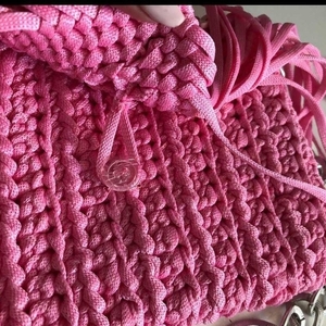 Pink handmade bag - φάκελοι, ώμου, πλεκτές τσάντες, βραδινές, μικρές - 3