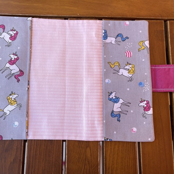 Θήκη βιβλιαρίου υγείας pink unicorn - ύφασμα, κορίτσι, θήκες, θήκες βιβλιαρίου, αξεσουάρ μωρού - 2