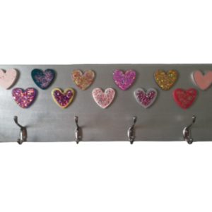 Κρεμάστρα τοίχου παιδική καρδιές ξύλινη 65Χ22 εκατοστά - καρδιά, κορίτσι, παιδικό δωμάτιο, κρεμάστρες