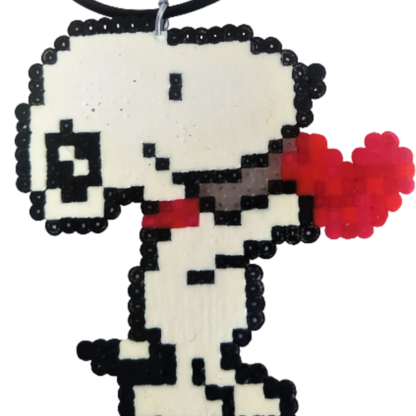 Snoopy dog pixel art necklace - χάντρες, κοντά, φθηνά - 3