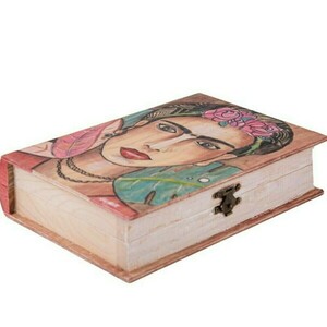 Ζωγραφισμένη ξύλινη κοσμηματοθήκη με την Φρίντα Κάλο - ξύλο, οργάνωση & αποθήκευση - 4