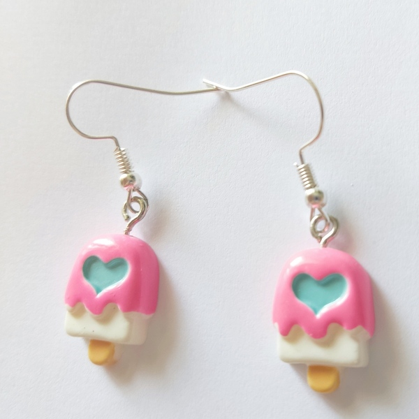Σκουλαρίκια παγωτό καρδούλα - καρδιά, κορίτσι, κοσμήματα, παγωτό, παιδικά σκουλαρίκια - 3