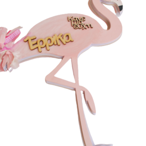 Ξύλινο βιβλίο ευχών φλαμίνγκο 30 εκατοστών - κορίτσι, flamingos