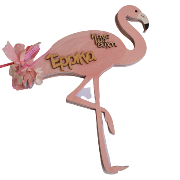 Ξύλινο βιβλίο ευχών φλαμίνγκο 30 εκατοστών - κορίτσι, flamingos - 2