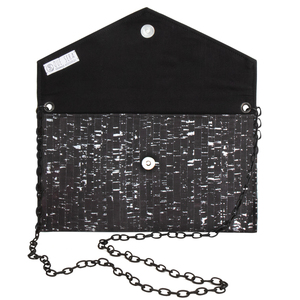 Φάκελος Φελλός με Αλυσίδα "Black Mirror" - αλυσίδες, βραδυνά, φάκελοι, ώμου, χιαστί, minimal, unique, boho, φελλός - 2