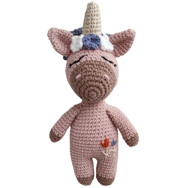 Amigurumi μονόκερος unicorn πλεκτό κουκλάκι 25 εκ. ροζ - δώρο, crochet, δώρα για βάπτιση, λούτρινα
