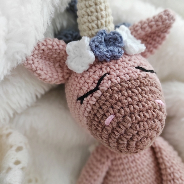 Amigurumi μονόκερος unicorn πλεκτό κουκλάκι 25 εκ. ροζ - δώρο, crochet, δώρα για βάπτιση, λούτρινα - 3
