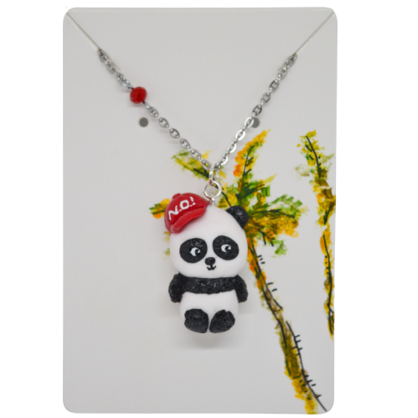 ''Panda Lover'' Necklace - πηλός, μακριά, ατσάλι