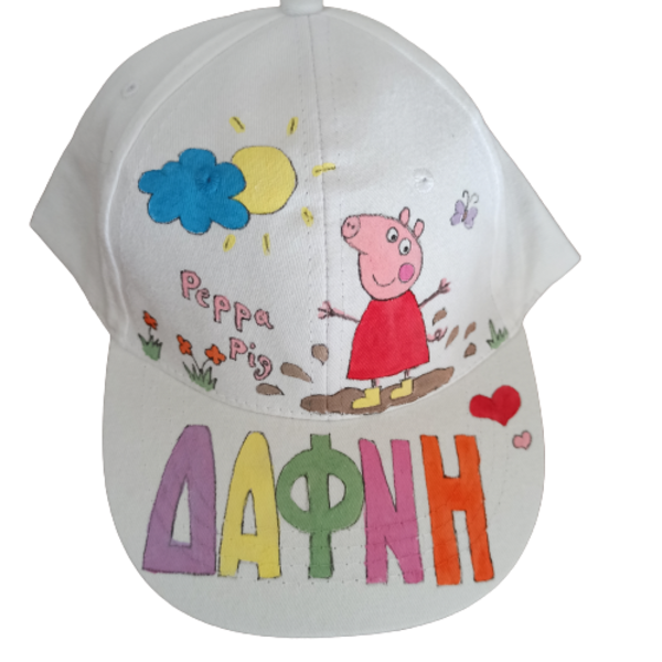 παιδικό καπέλο jockey με όνομα και θέμα το γουρουνάκι ( pig ) - όνομα - μονόγραμμα, καπέλα
