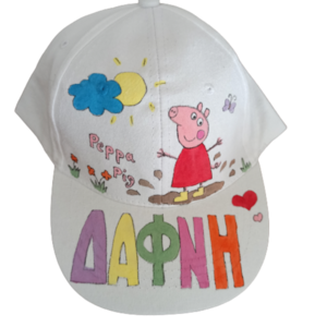 παιδικό καπέλο jockey με όνομα και θέμα το γουρουνάκι ( pig ) - όνομα - μονόγραμμα, καπέλα
