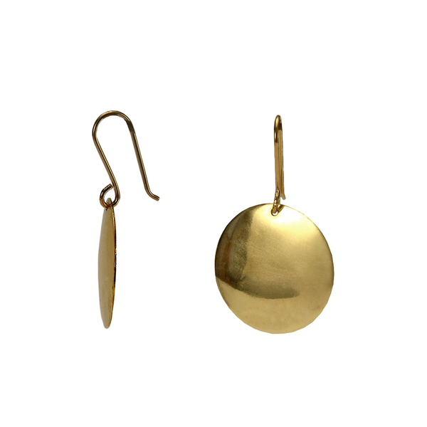 Χειροποίητα χρυσόχρωμα κρεμαστά στρόγγυλα σκουλαρίκια - ορείχαλκος, φλουρί, κρεμαστά, μεγάλα, faux bijoux